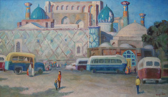 Исмаилов А.И.  Площадь Регистан в 1953 году  54Х90 х.м.  1980 г.