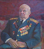 Исмаилов А.И.  Портрет участника ВОВ, полковника Егорова. 68Х58 х.м.  1975г.