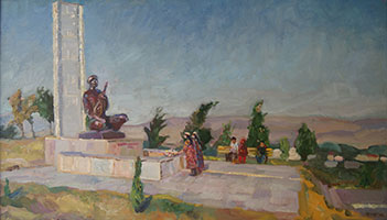 Исмаилов А.И. У памятника Пулкан шоира. 67Х110  х.м.  1975 г.