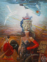 Жмайло Александр "Женщина с красной рукой" холст / масло (60см х 47 см) Год создания: 1999