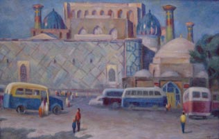 Исмаилов А.И. "Площадь Регистан." х.м. 1968г