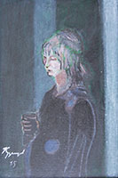 Кузнецов А.В.  Девушка со стаканом вина. к. м. 37Х24 2015г.