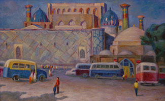 Исмаилов Абиб.1939 г.р. "Площадь Регистан" х.м.. 68Х106  1968г.